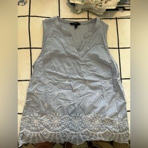 Light blue top with white embroidery by Banana Republic.